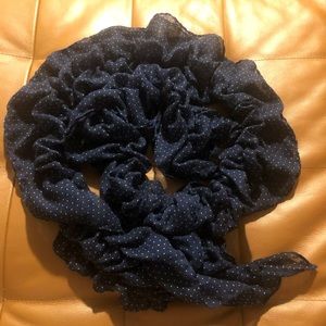 Navy Blue Polka Dot Ruffle Scarf